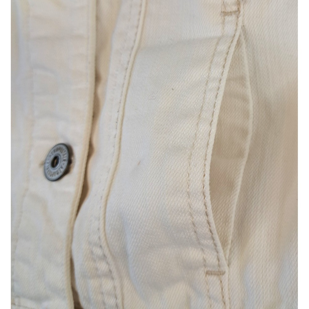 AEROPOSTALE White Denim Jean Jacket Womens XS Preppy Cleangirl Minimalist 90s - Picture 6 of 10